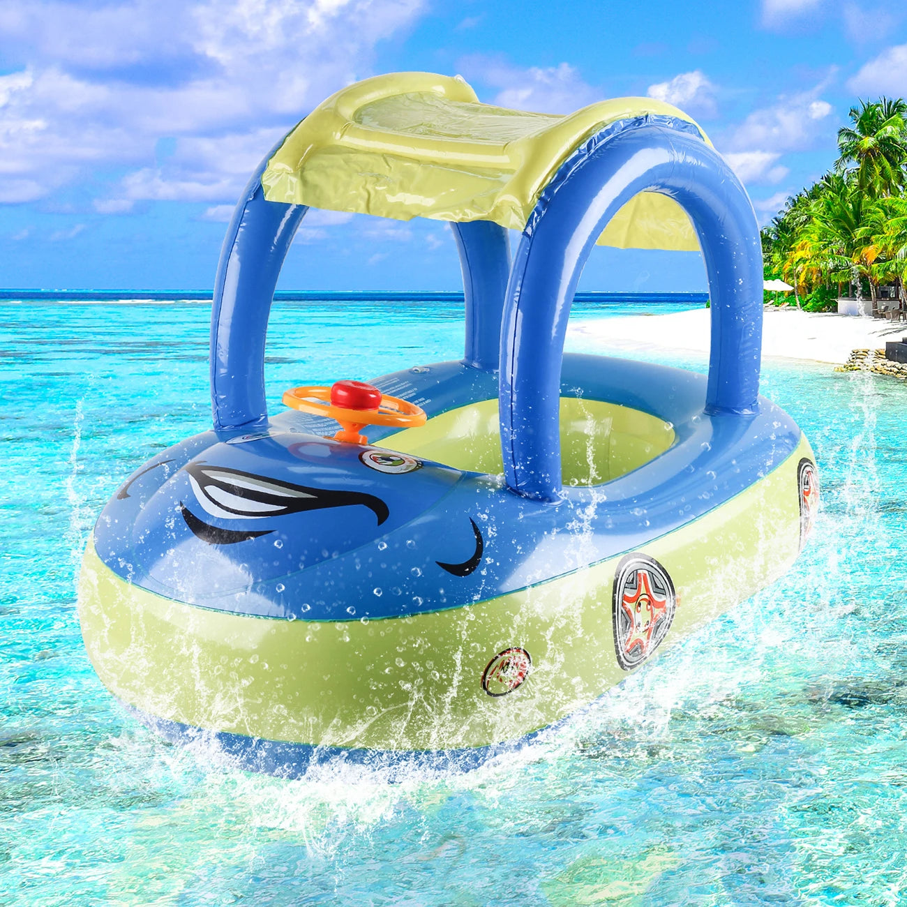 Bouée gonflable voiture bleu foncé pour tout-petit