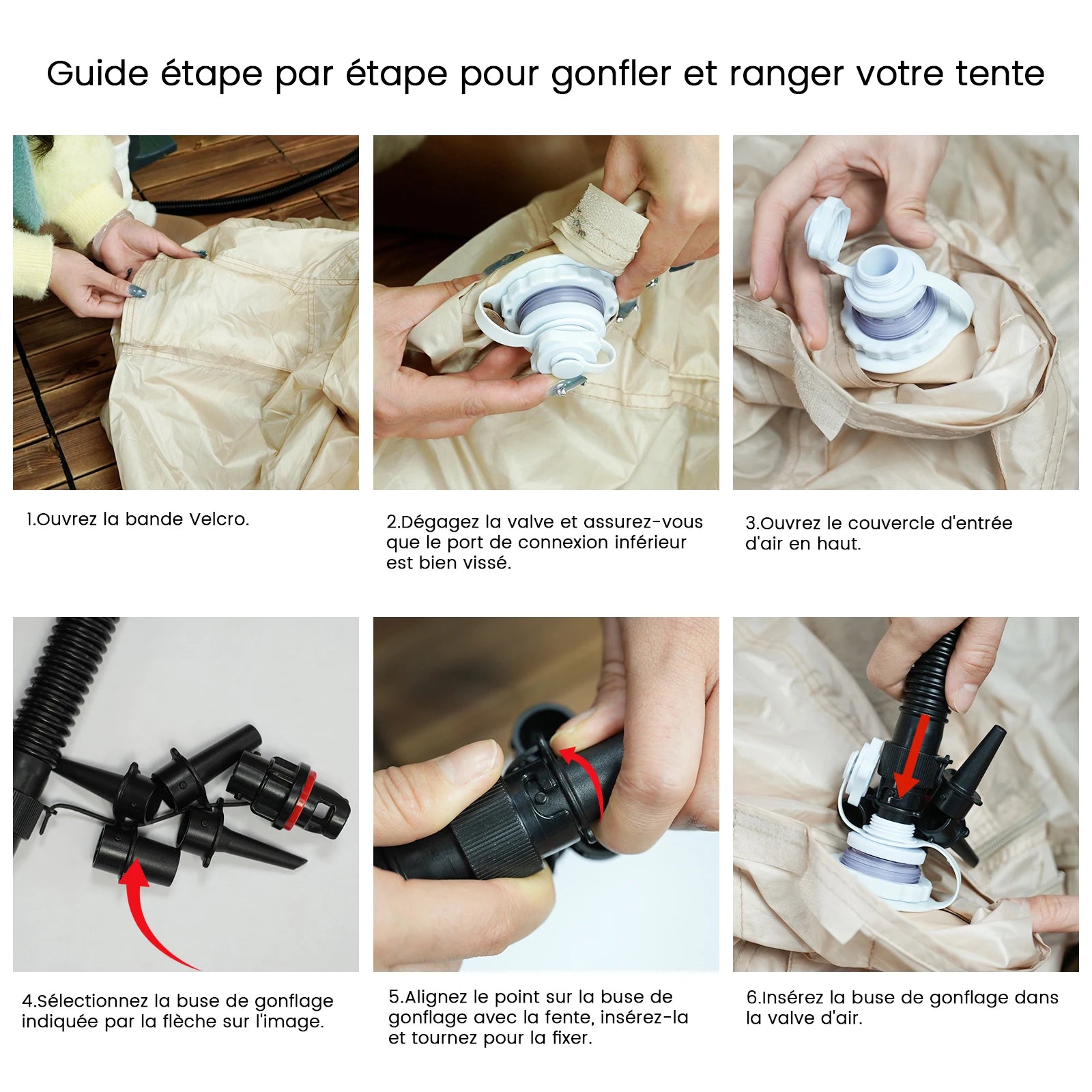 Tente gonflable luxe étanche installée en extérieur