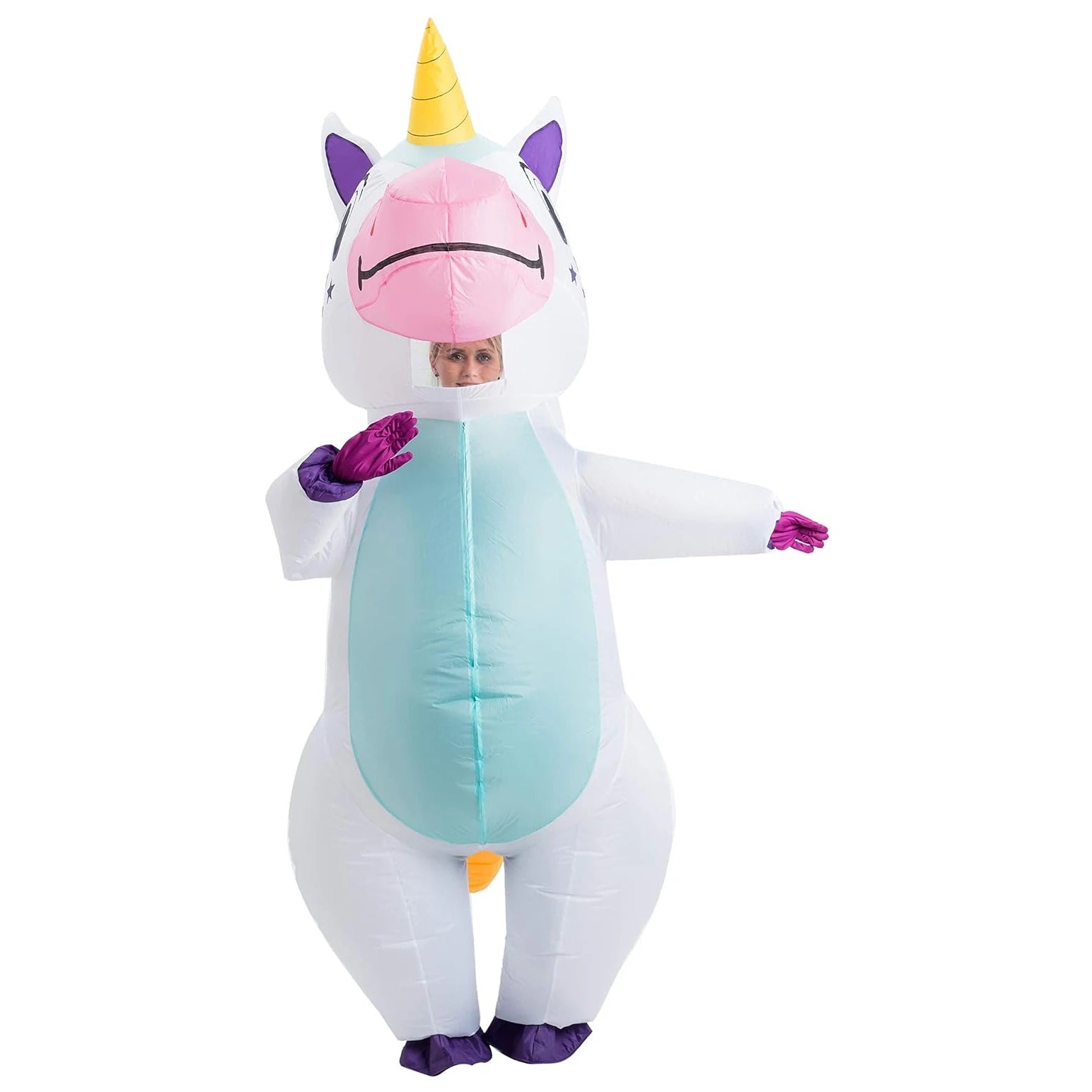 Costume gonflable licorne bleu ciel