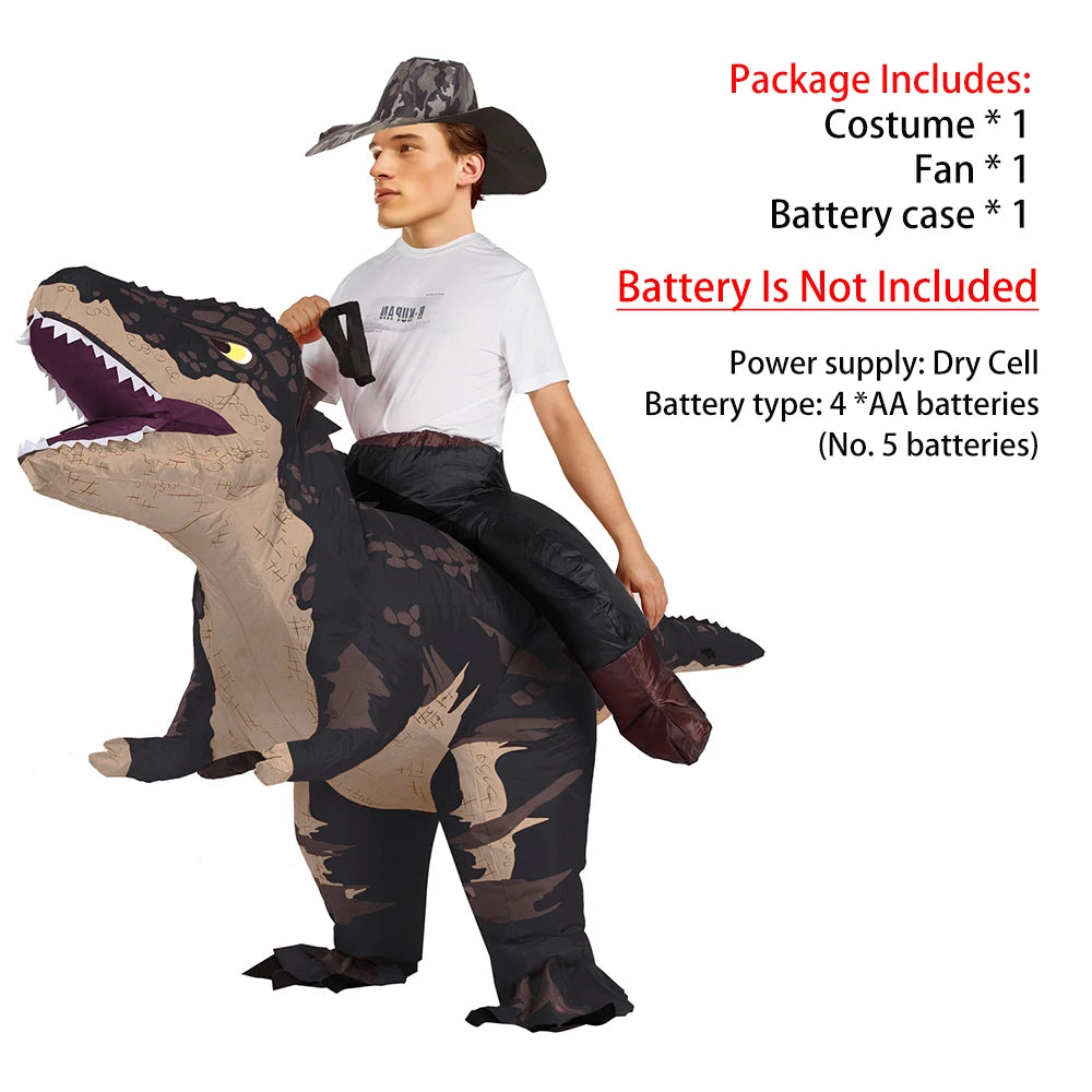 Costume T-Rex cavalier gonflable accessoires