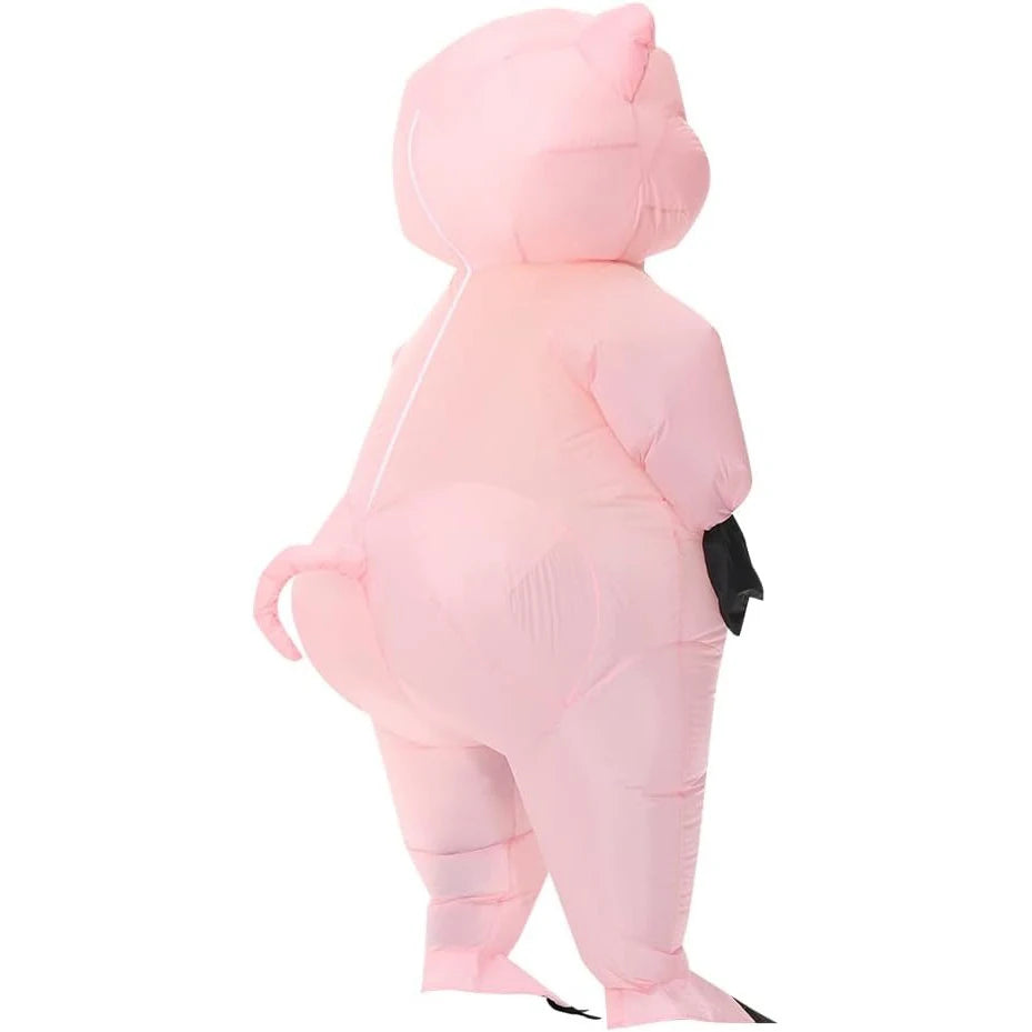 Costume gonflable cochon rose prêt à l'emploi