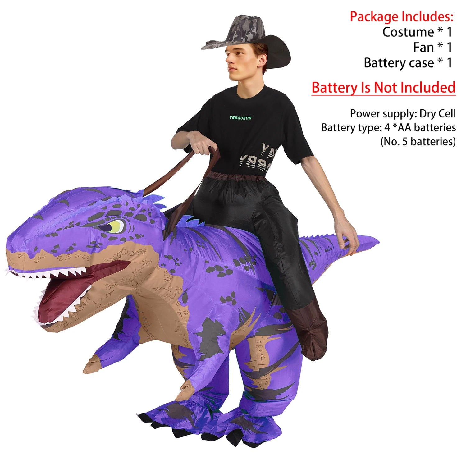 T-Rex cavalier gonflable collection 6 coloris