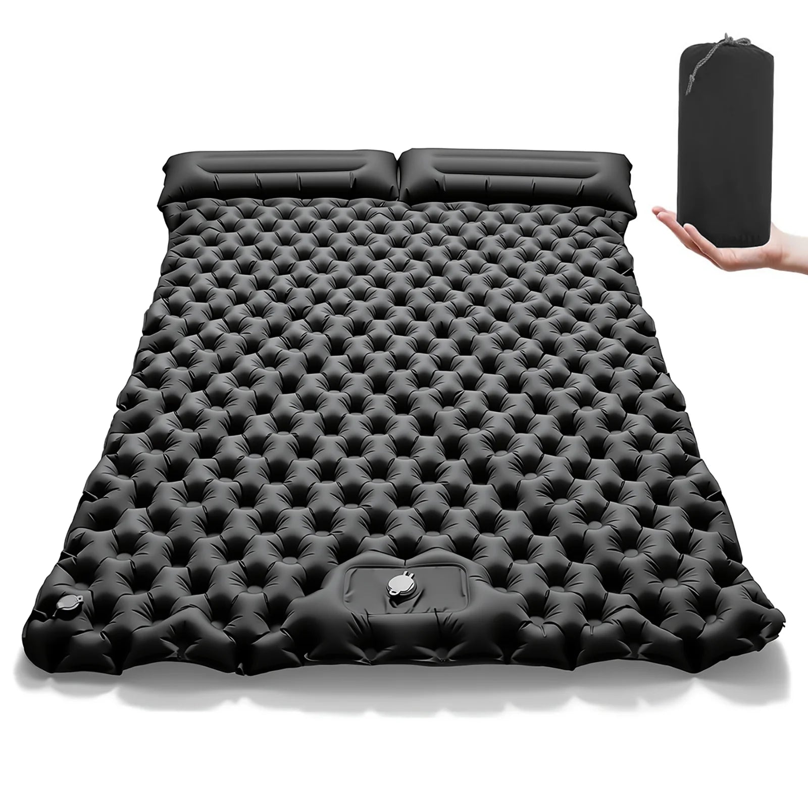 Matelas de camping gonflable double avec oreiller intégré