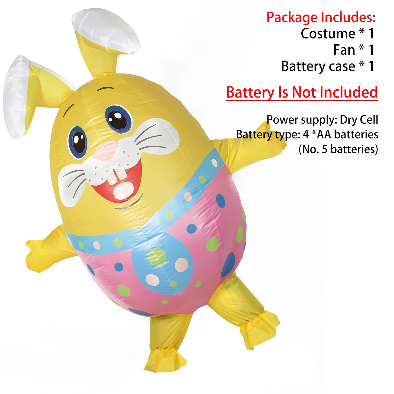 Costume lapin gonflable dégonflé et rangé dans emballage