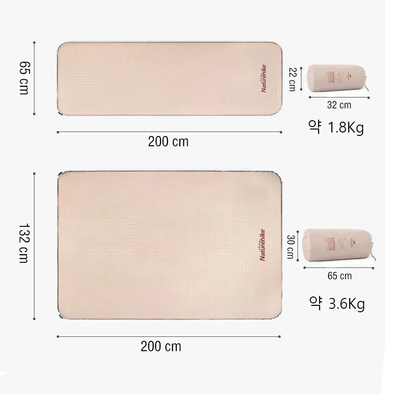 Matelas de camping gonflable installé sous une tente