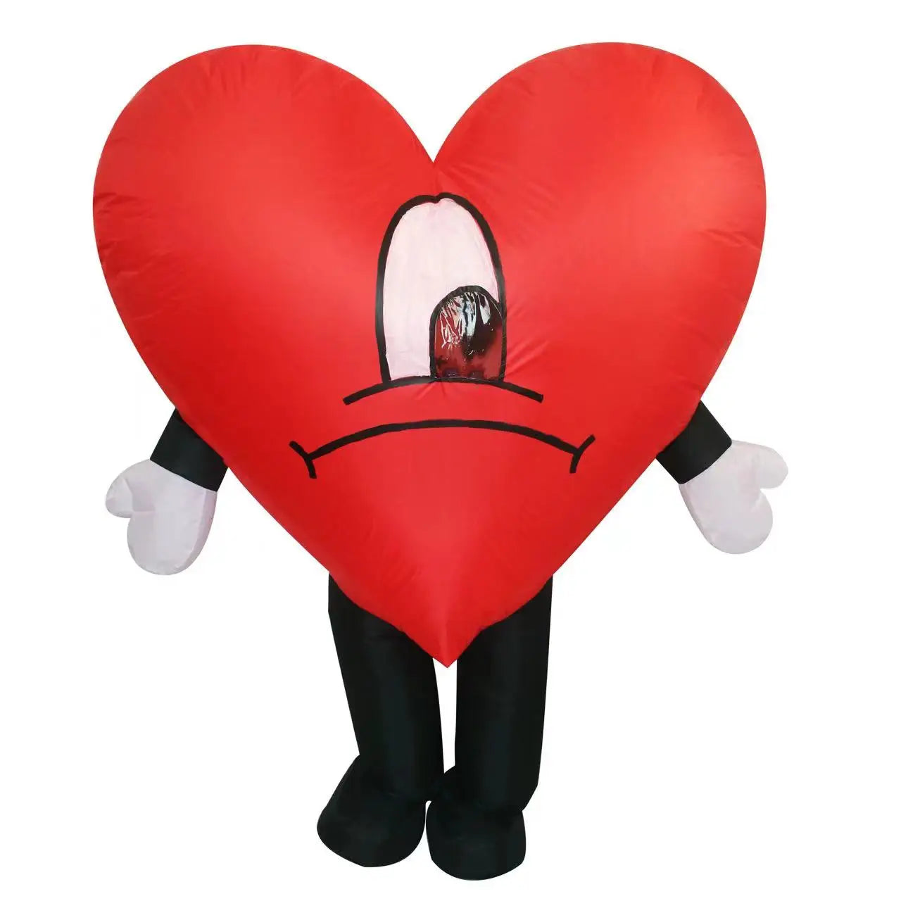 Costume gonflable cœur rouge adulte langue tire-bouchon