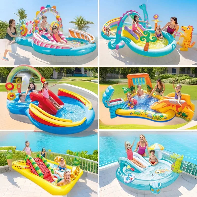 Vue d'ensemble du toboggan aquatique gonflable crocodile