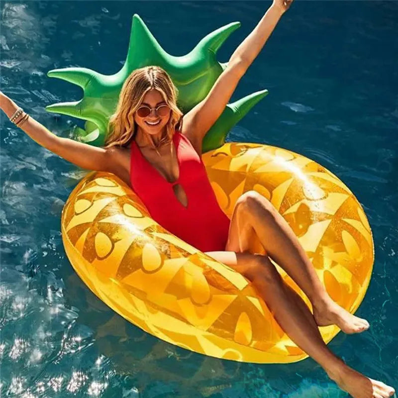 Bouée gonflable ananas 120 cm anneau natation piscine
