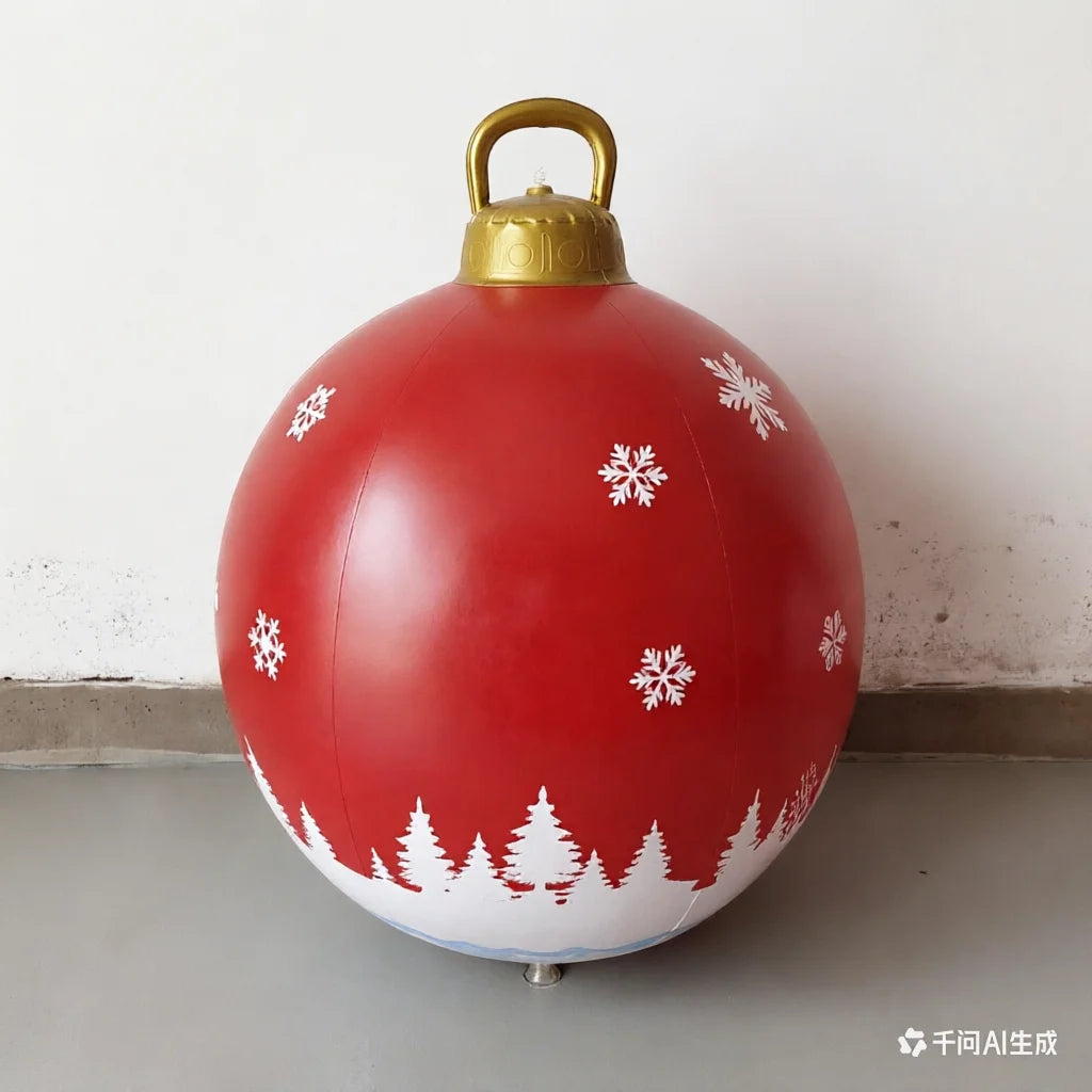 Boule de Noël gonflable rouge 60 cm jardin extérieur