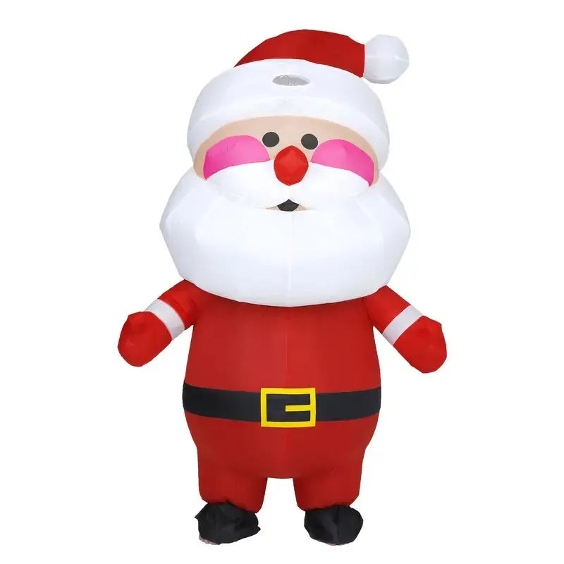Costume gonflable Père Noël grosse tête adulte vue de face