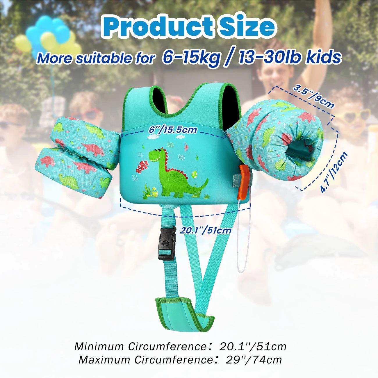Gilet de flottaison pour tout-petits vue de dos