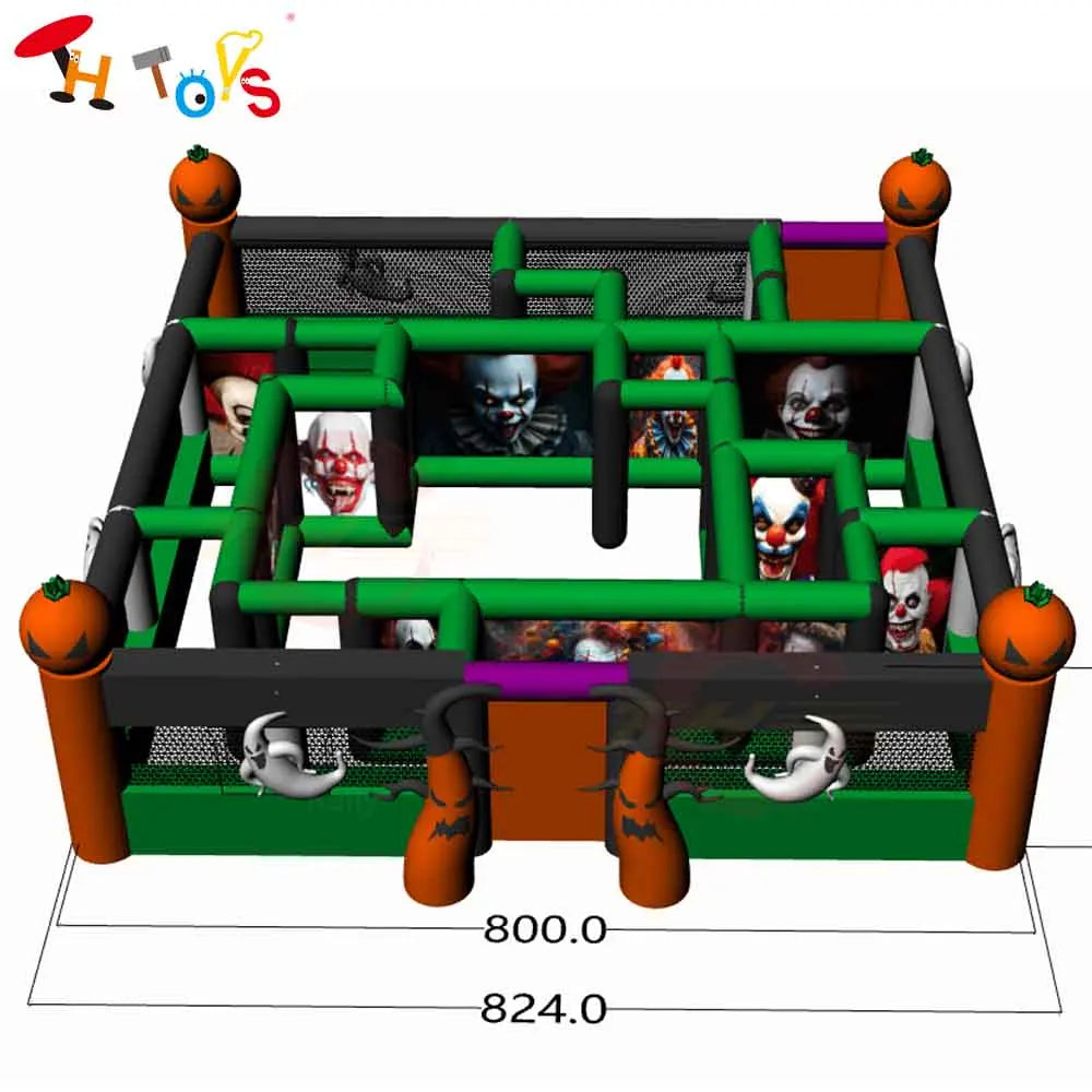 Labyrinthe gonflable Halloween laser vue d'ensemble
