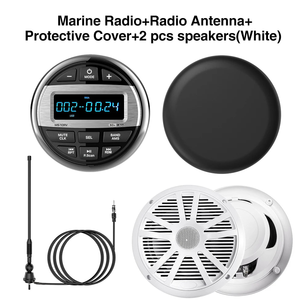 Détail des connectiques USB et AUX de la radio marine