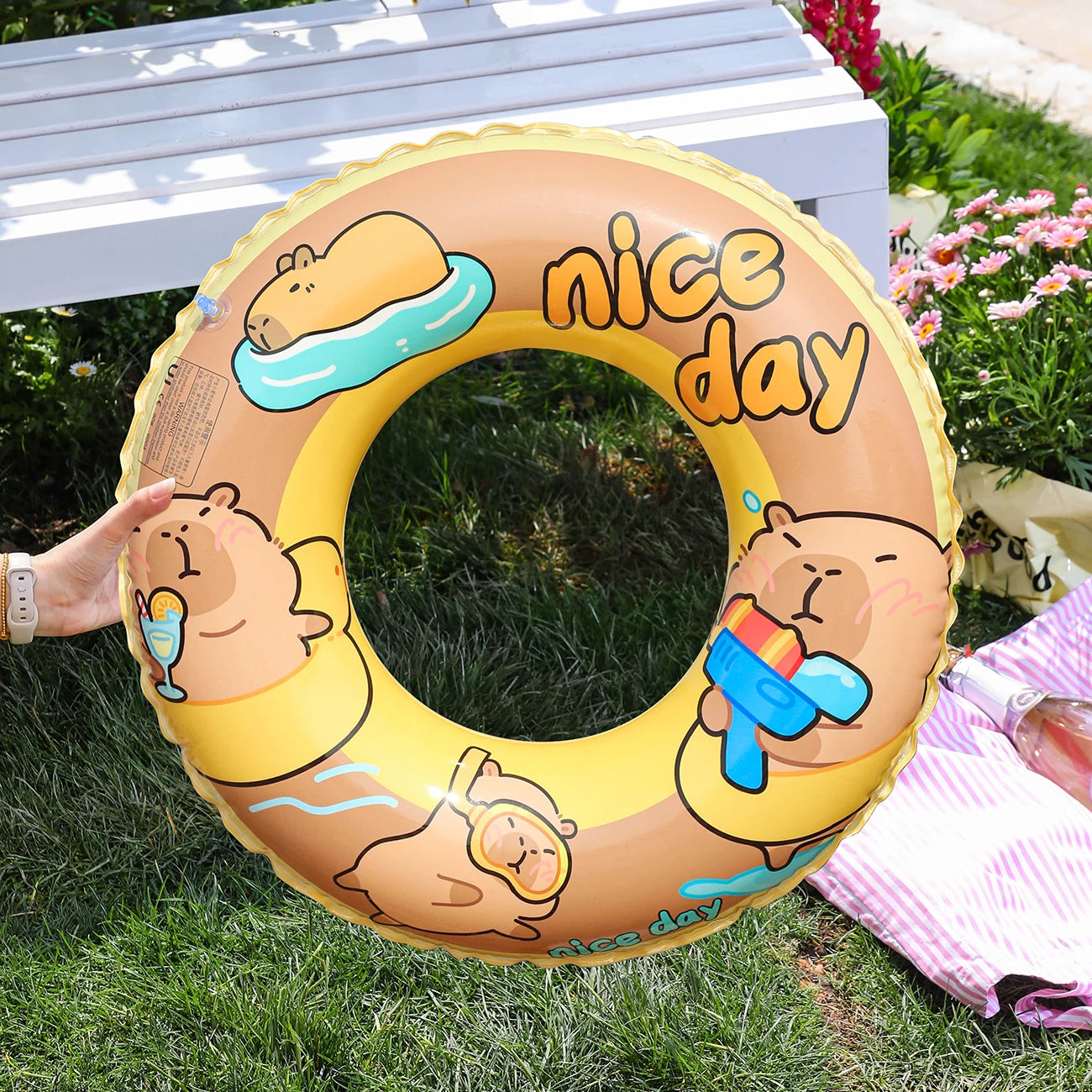 Cercle flottant gonflable capibara PVC 80 cm piscine
