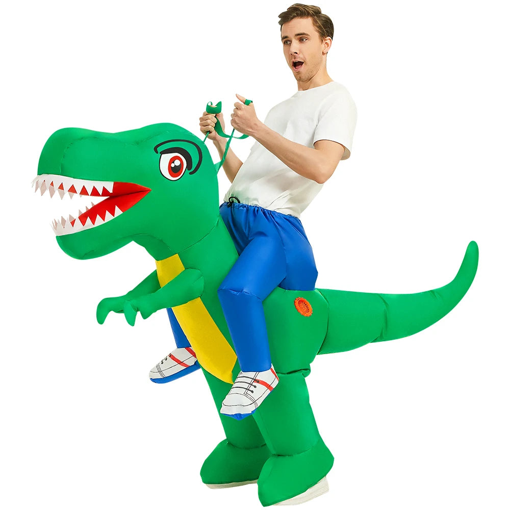 Costume gonflable dinosaure grands yeux adulte vue face