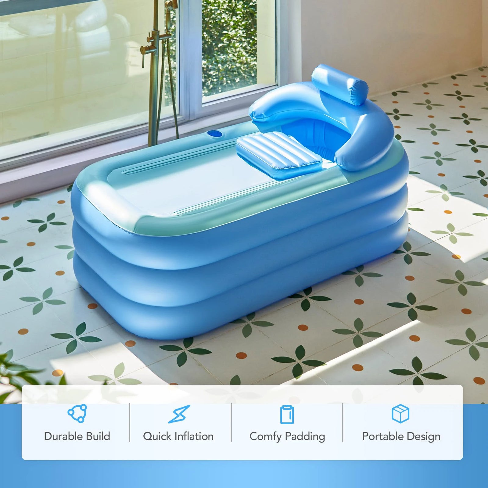 Baignoire gonflable bleue autoportante pour spa adulte