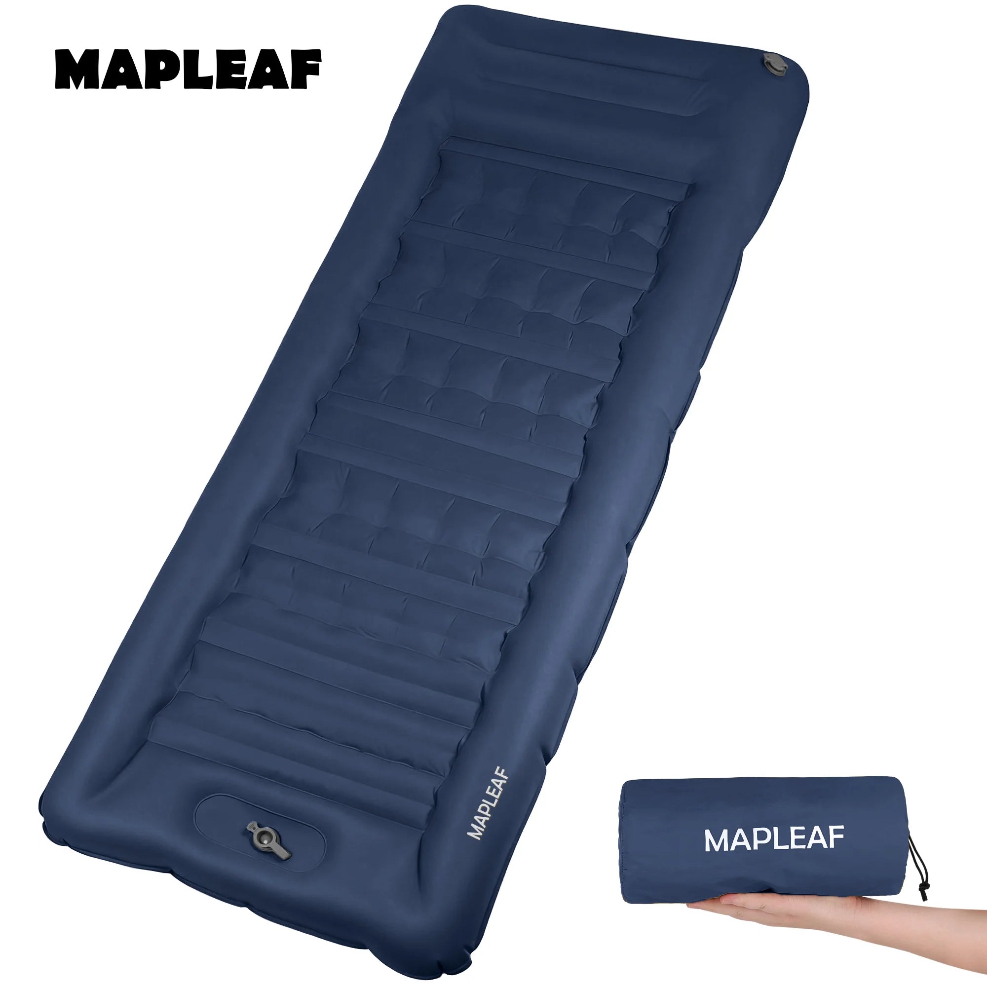 Matelas gonflable installé sous tente