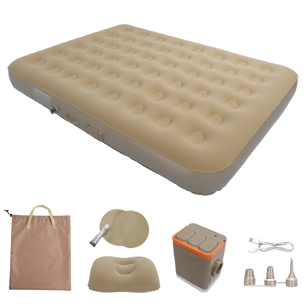 Matelas de camping gonflable replié pour le transport