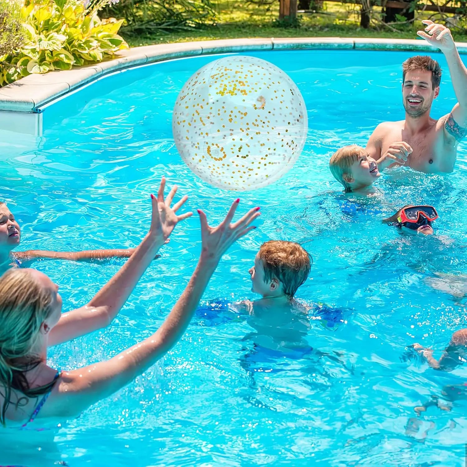 Ballon gonflable plage 40 cm paillettes colorées Modèle 1