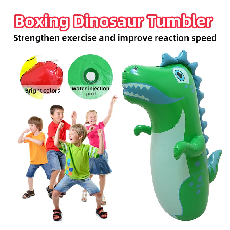 Culbuteur gonflable dinosaure boxe anti-stress vue de face