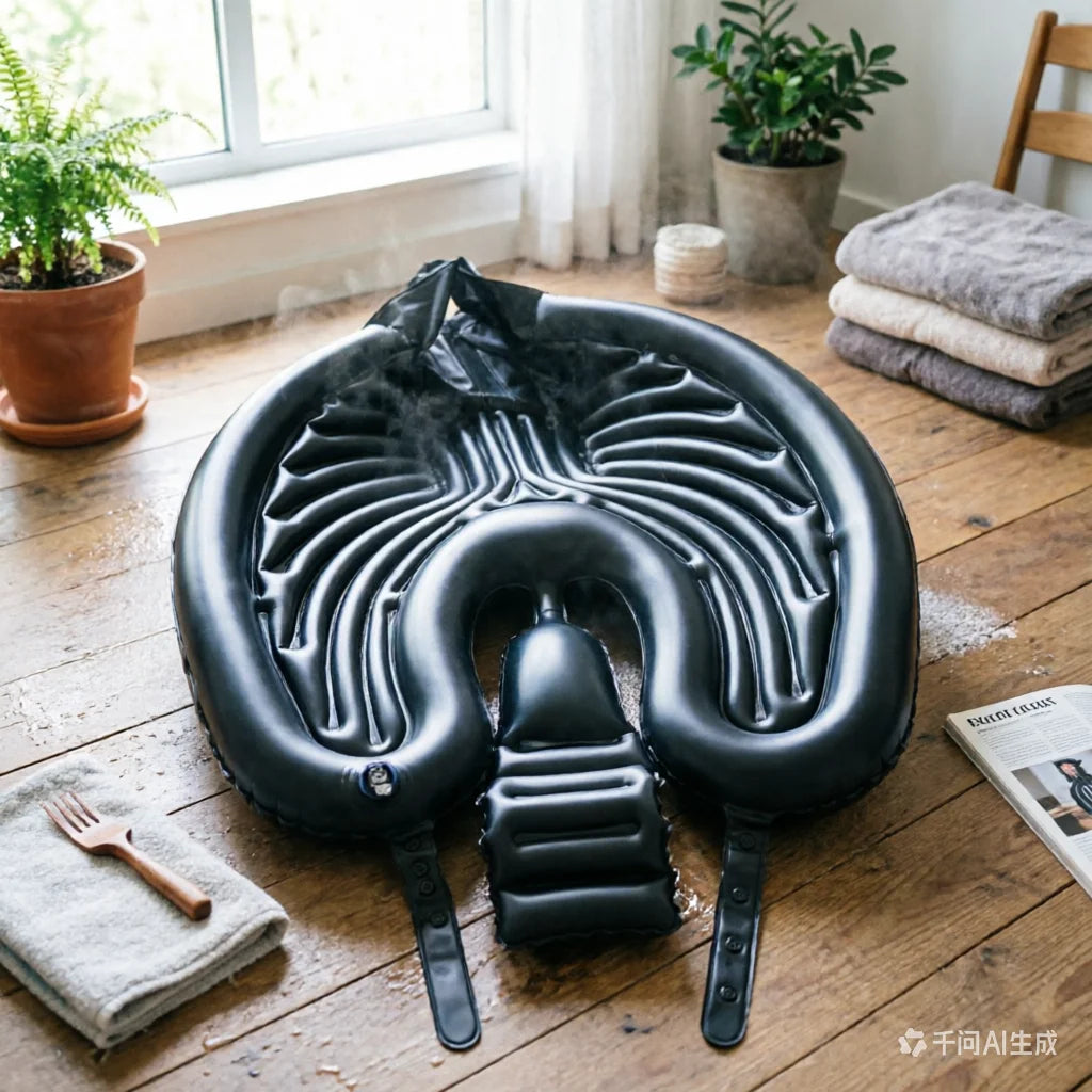 Bassin gonflable lavage cheveux noir PVC pliable vue de dessus