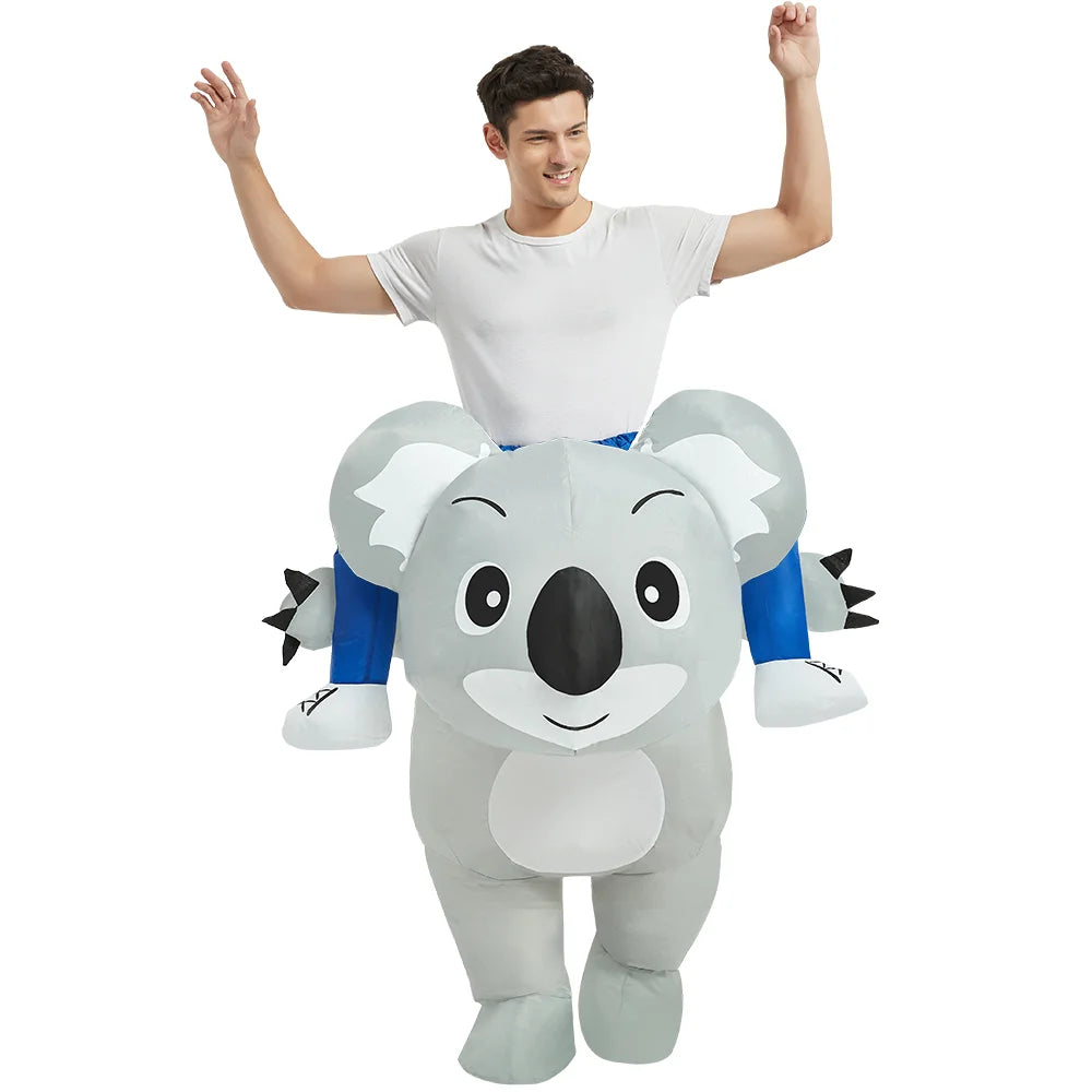 Costume gonflable koala effet chevauchée de profil