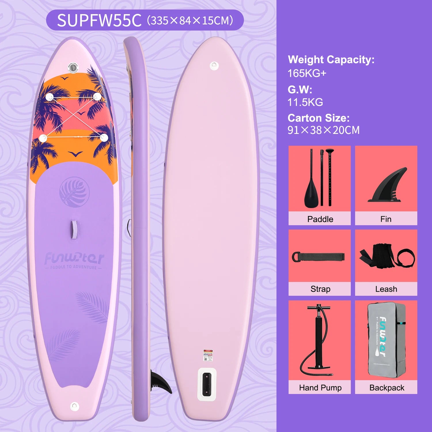 Stand up paddle gonflable prêt à l'usage (modèle 2)