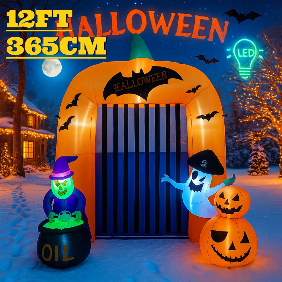 Arc citrouille gonflable 3,7 m extérieur soirée Halloween