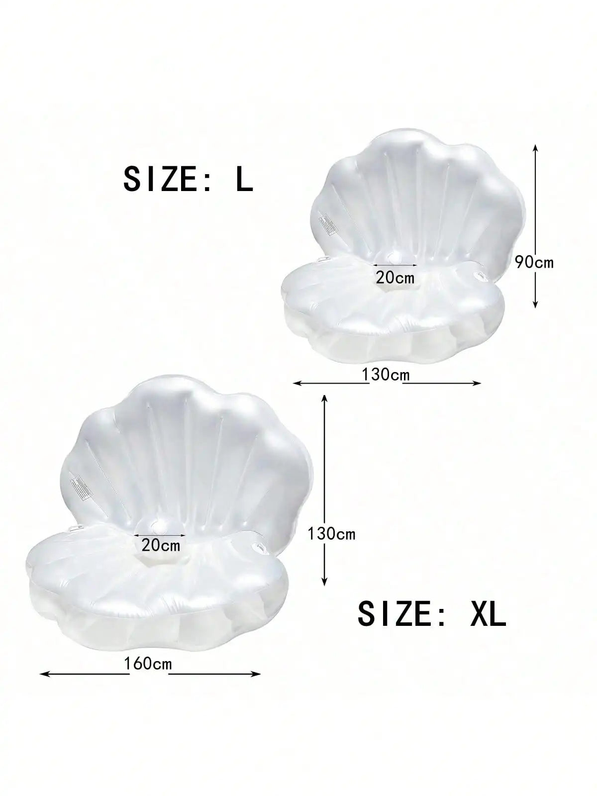 Bouée gonflable coquillage géant XL blanc pour piscine