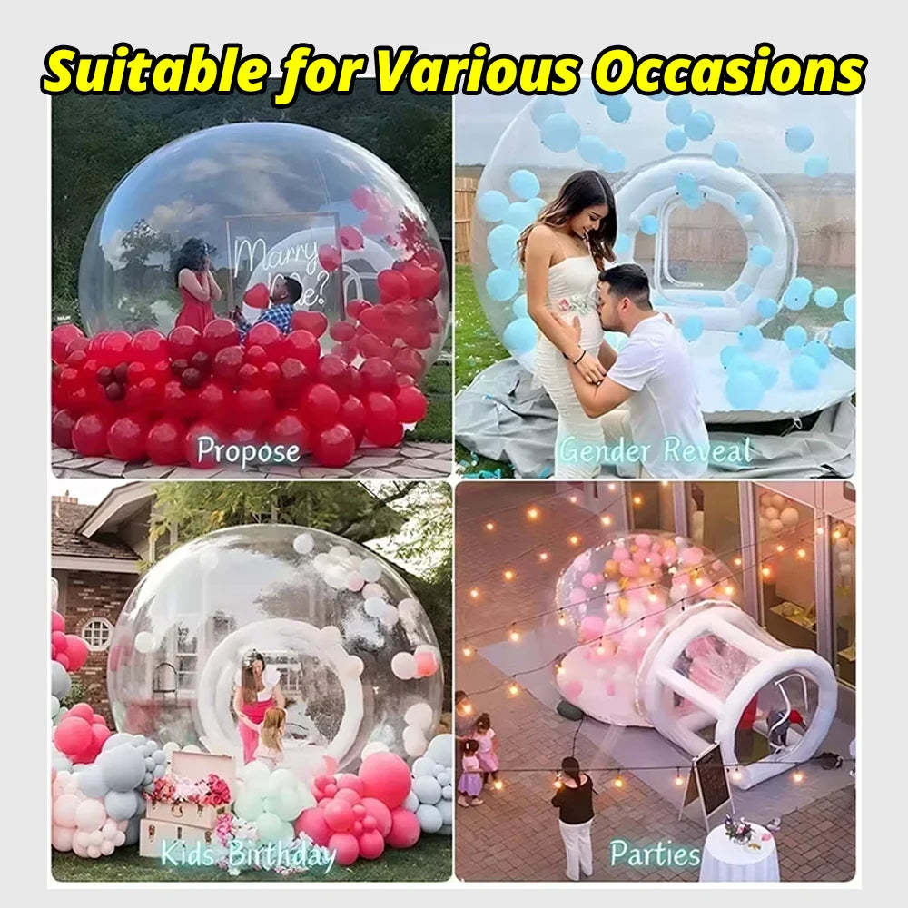 Bulle gonflable PVC utilisée pour une fête d'anniversaire
