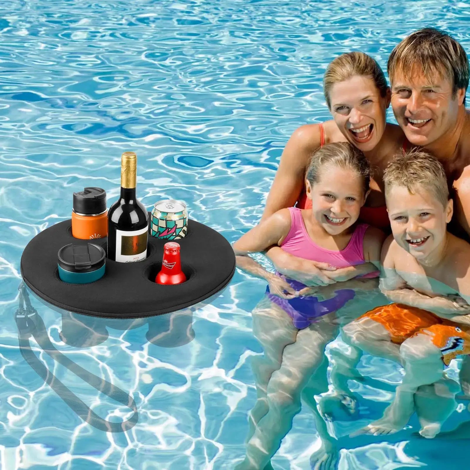 Porte-gobelet flottant utilisé lors d'une fête au bord de la piscine