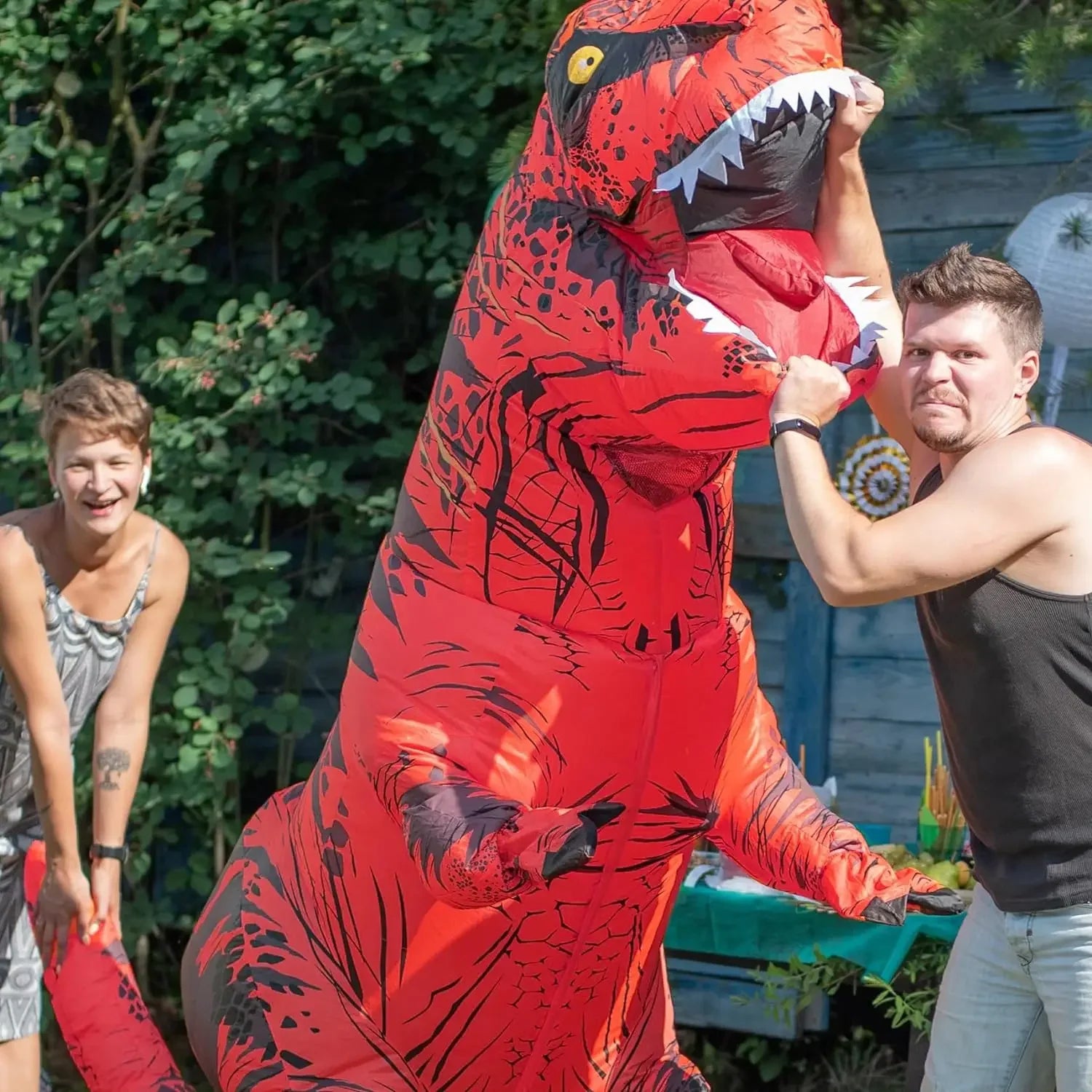 Costume gonflable T-Rex vert pour Halloween