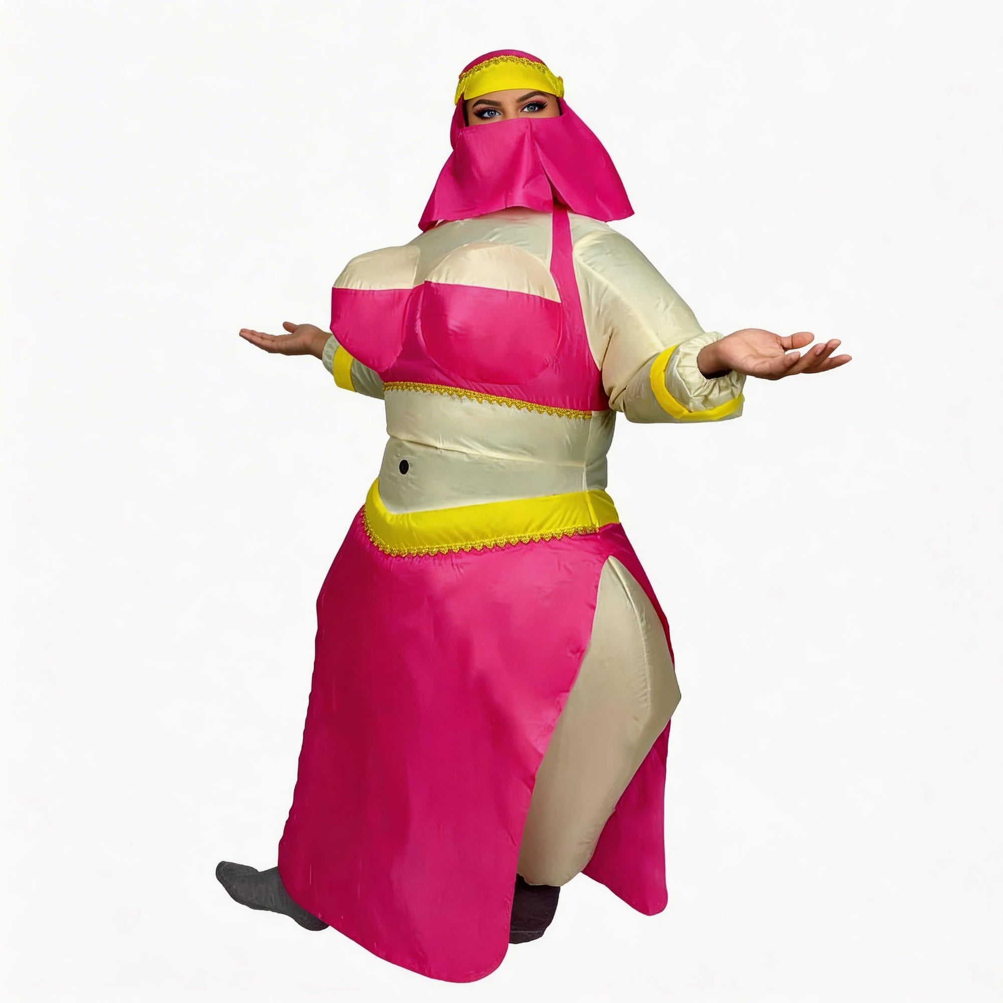Costume gonflable danseuse arabe porté lors d'une soirée cosplay