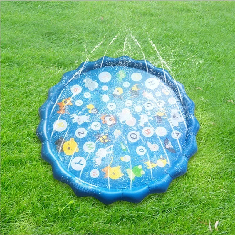Tapis gonflable en PVC avec jets d'eau en action