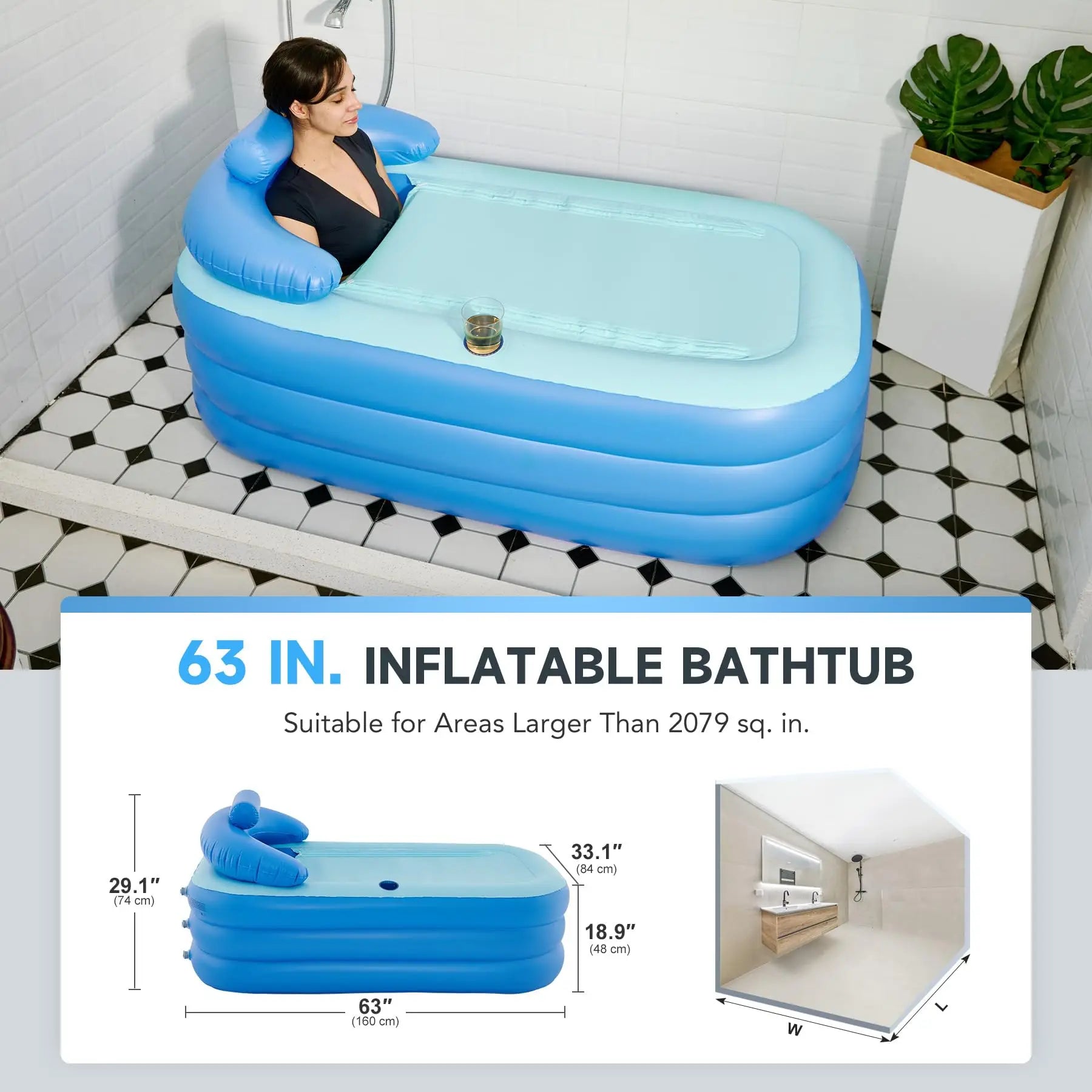 Installation de la baignoire gonflable autoportante à la maison