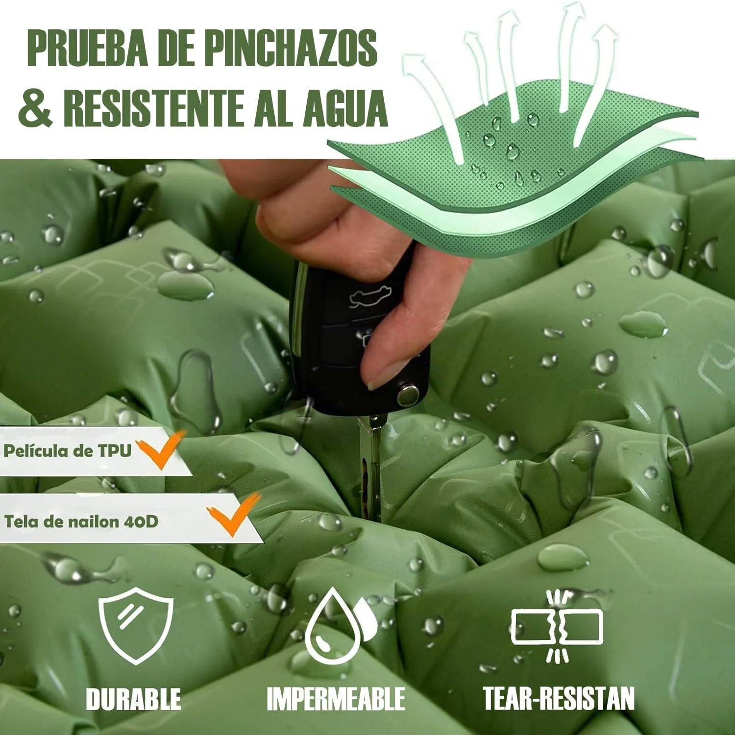 Matelas de camping gonflable plié pour transport