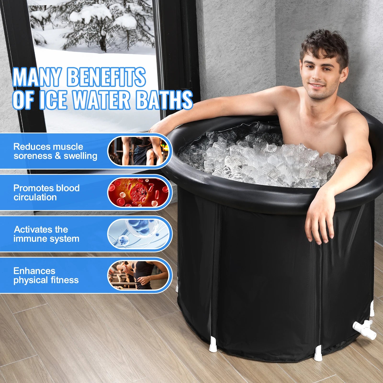 Ports de drainage de la baignoire gonflable de bain de glace