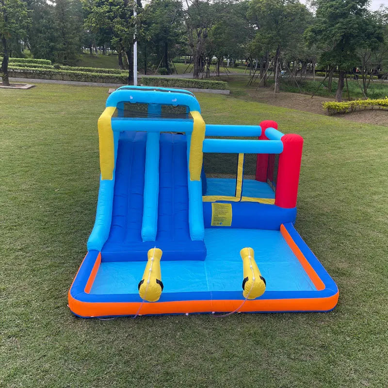 Château gonflable multifonction avec toboggan et pistolet à eau pour enfants