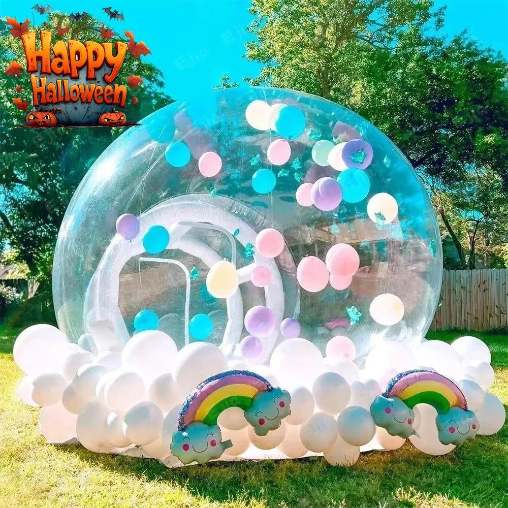 Bulle gonflable transparente dôme installée en extérieur pour un mariage
