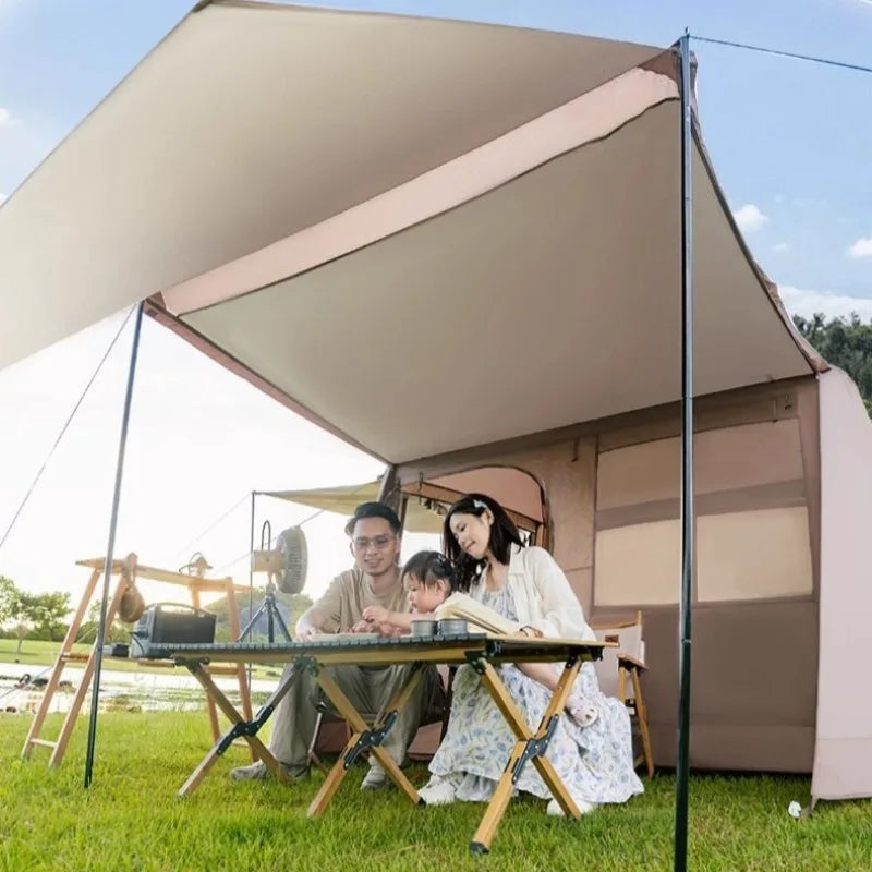 Tente gonflable parasol couleur kaki en extérieur