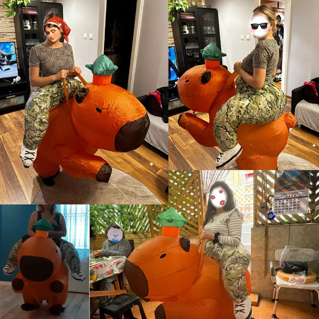 Détail du souffleur du costume gonflable Capybara