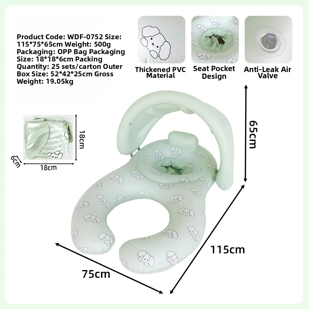 Flotteur gonflable auvent parent-enfant vue de dessus