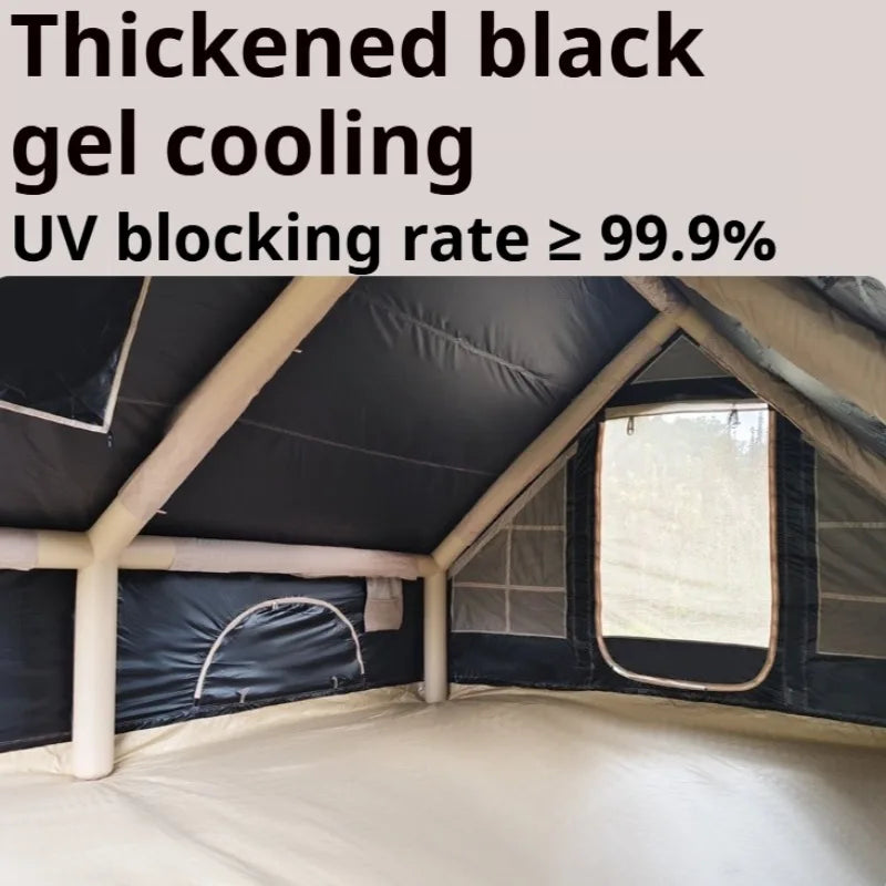 Tente gonflable UPF50+ anti-moustique installée en camping