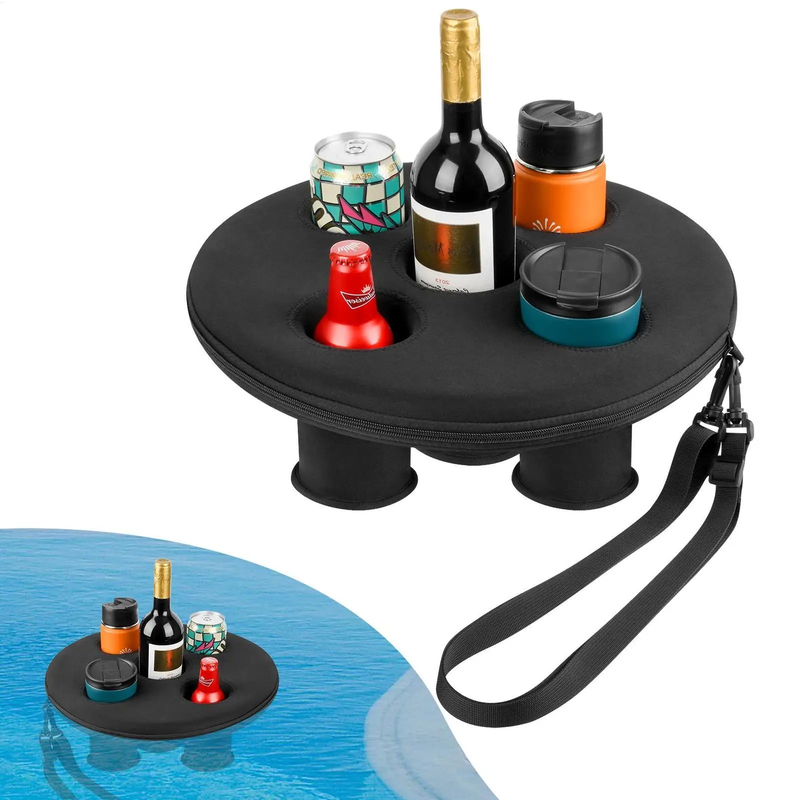 Porte-gobelet flottant piscine cinq trous en mousse noire