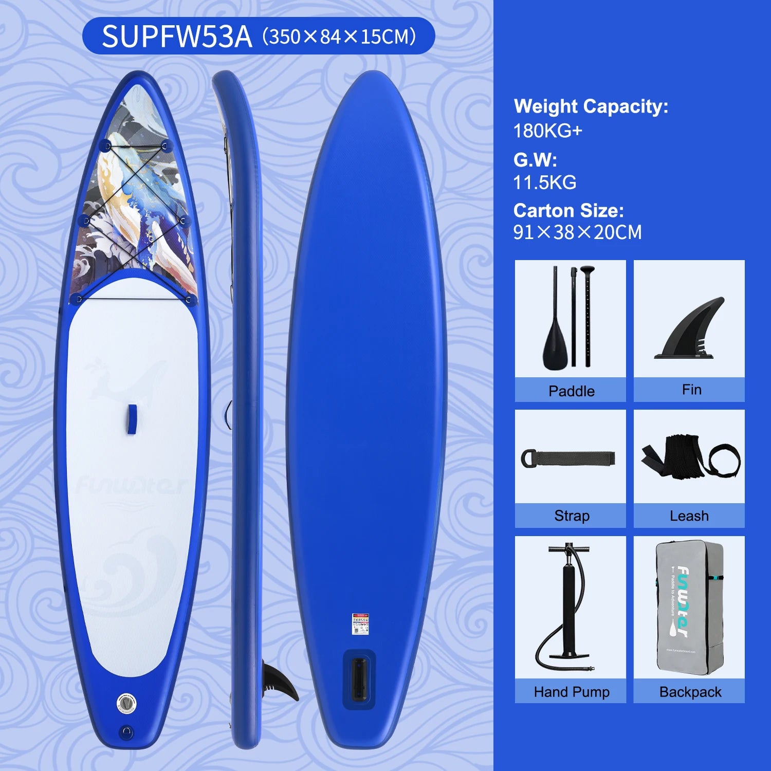 Vue latérale du stand up paddle gonflable