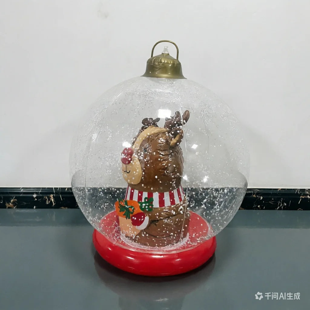 Décoration gonflable Noël boule transparente renne