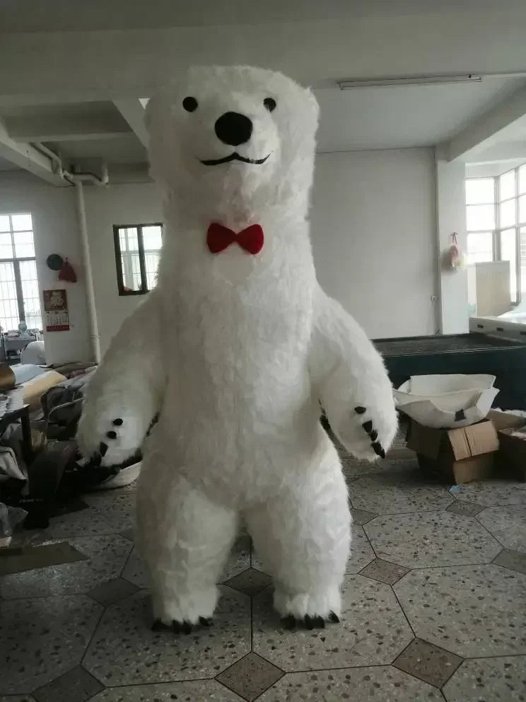 Costume mascotte gonflable ours polaire taille 2,6 mètres