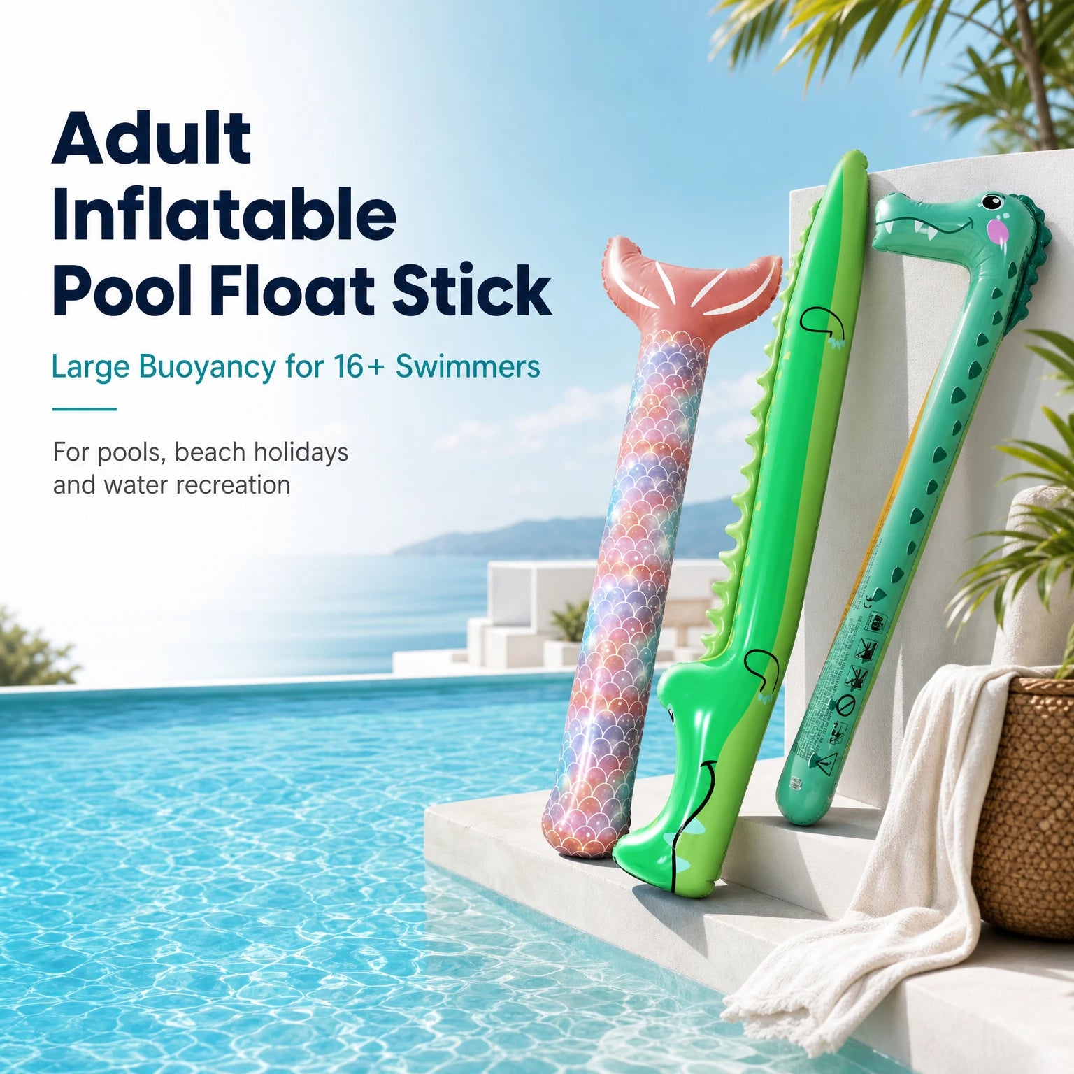 Bâton de natation gonflable animal cartoon PVC épais