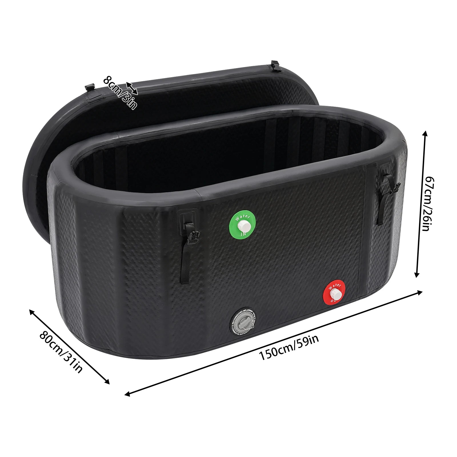 Baignoire gonflable de glace vue en situation