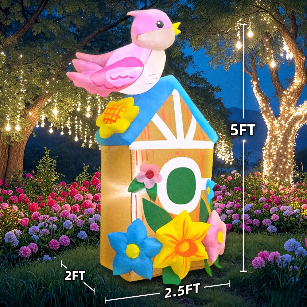 Décoration gonflable maison d'oiseaux avec prise adaptée